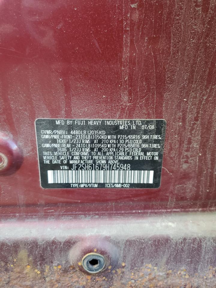 2009 Subaru Forester VIN JF2SH61679H745948 Copart auction photo, front end / side damage thumbnail 13