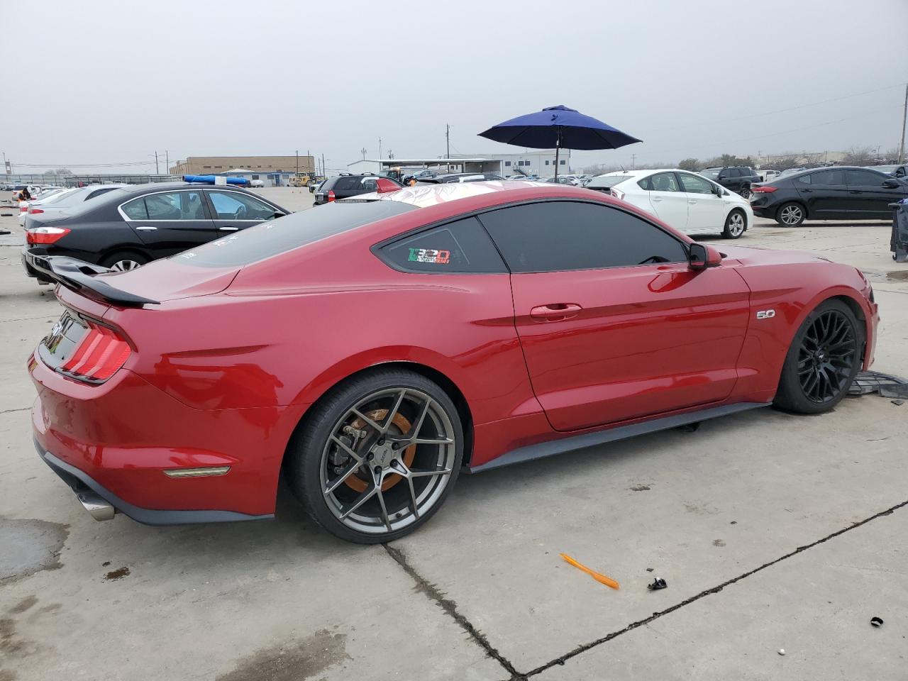 2021 Ford Mustang VIN 1FA6P8CFXM5115675 Copart auction photo, front end / side damage thumbnail 3
