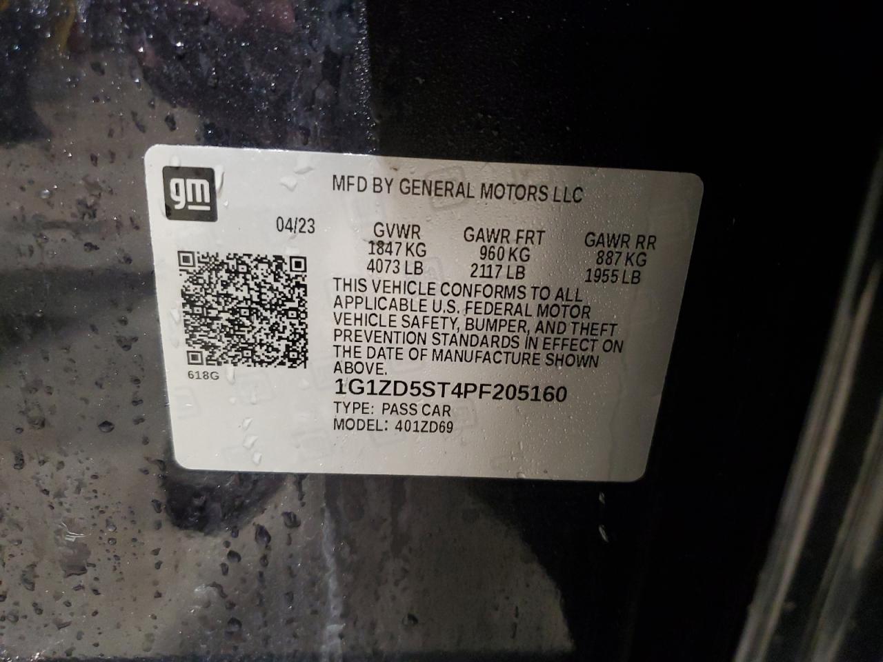 2023 Chevrolet Malibu VIN 1G1ZD5ST4PF205160 Copart auction photo, side damage thumbnail 12