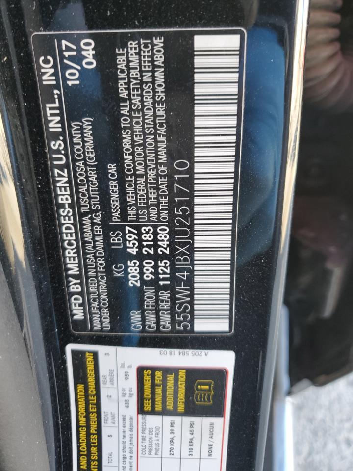 2018 Mercedes-Benz C-klasse VIN 55SWF4JBXJU251710 Copart auction photo, undercarriage damage thumbnail 14