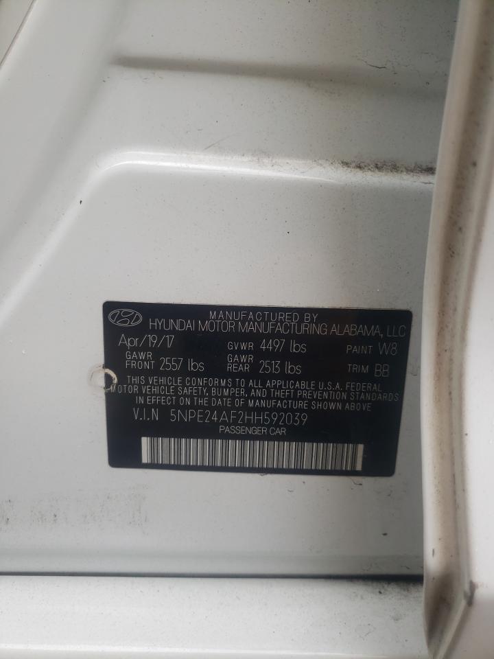 2017 Hyundai Sonata VIN 5NPE24AF2HH592039 Copart auction photo, burn - interior damage thumbnail 12