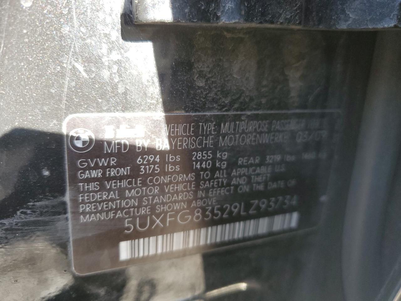 2009 BMW X6 VIN 5UXFG83529LZ93734 Copart auction photo, mechanical / minor dent/scratches damage thumbnail 12