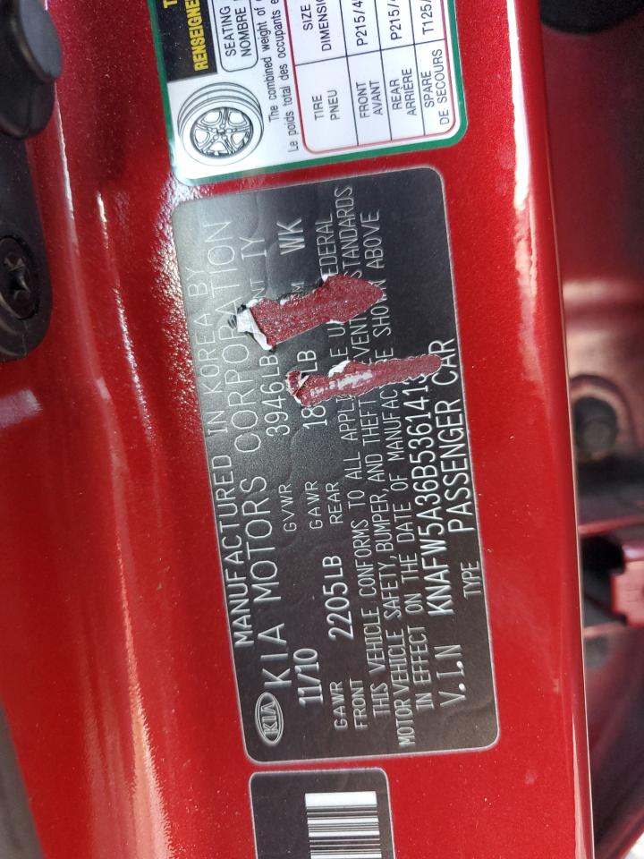 2011 KIA Forte VIN KNAFW5A36B5361413 Copart auction photo, front end damage thumbnail 15