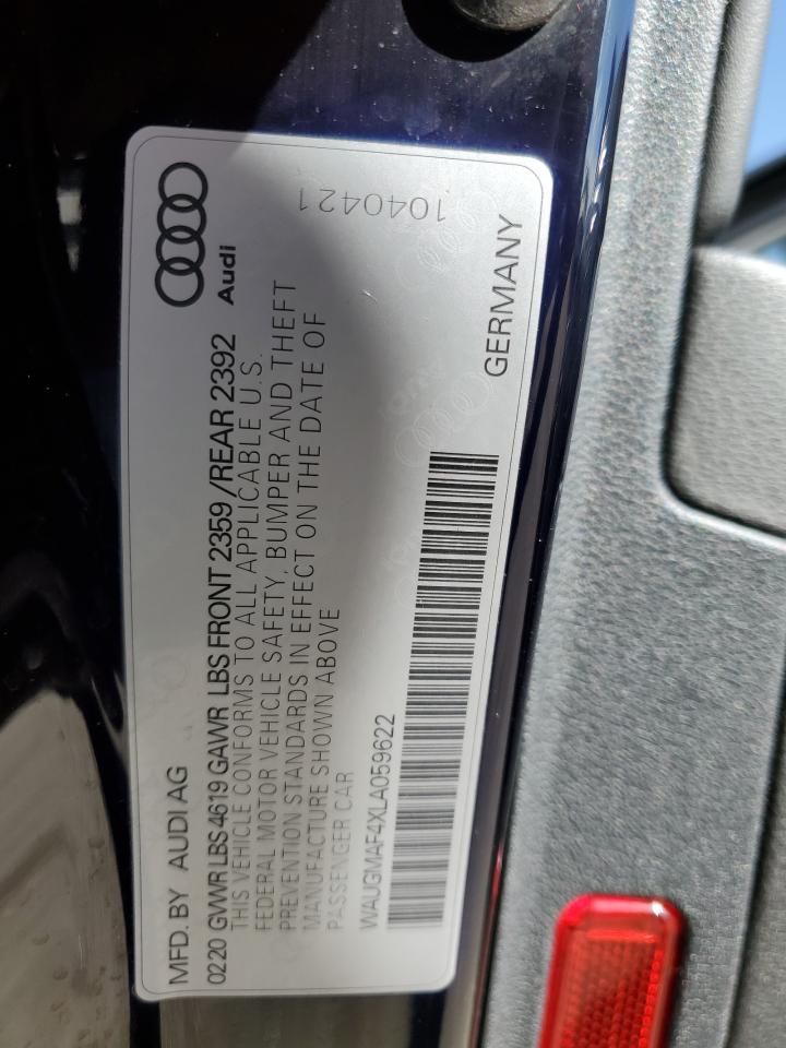 2020 Audi A4 VIN WAUGMAF4XLA059622 Copart auction photo, undercarriage / front end damage thumbnail 13
