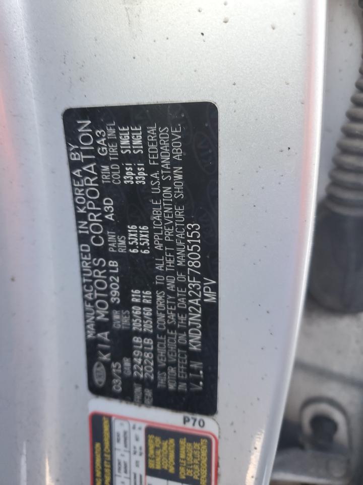 2015 KIA Soul VIN KNDJN2A23F7805153 Copart auction photo, front end damage thumbnail 14