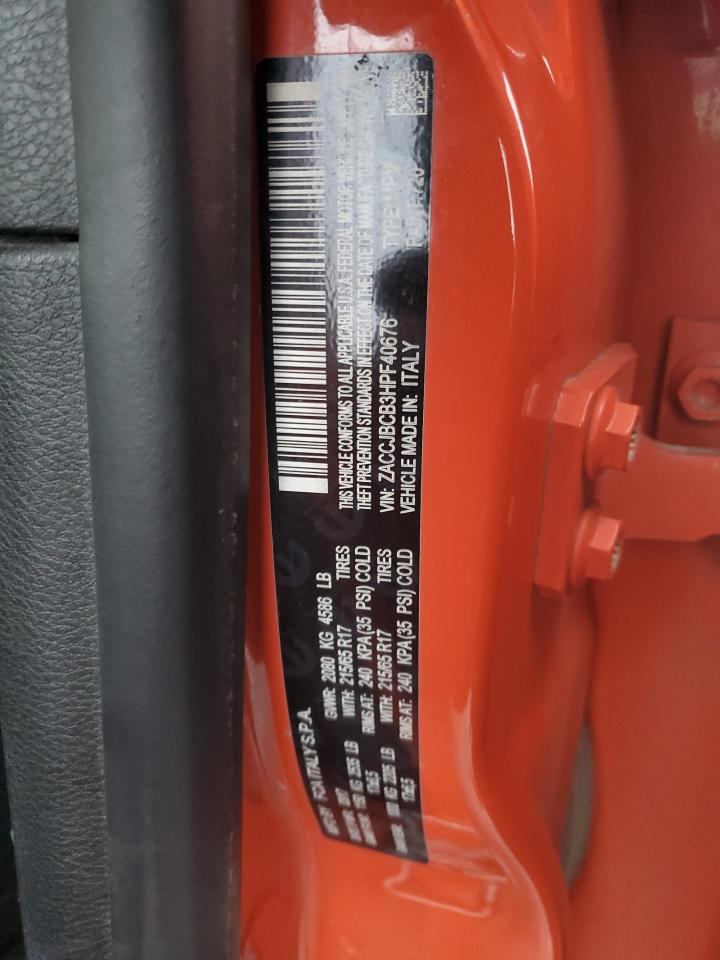 2017 Jeep Renegade VIN ZACCJBCB3HPF40676 Copart auction photo, front end / side damage thumbnail 14