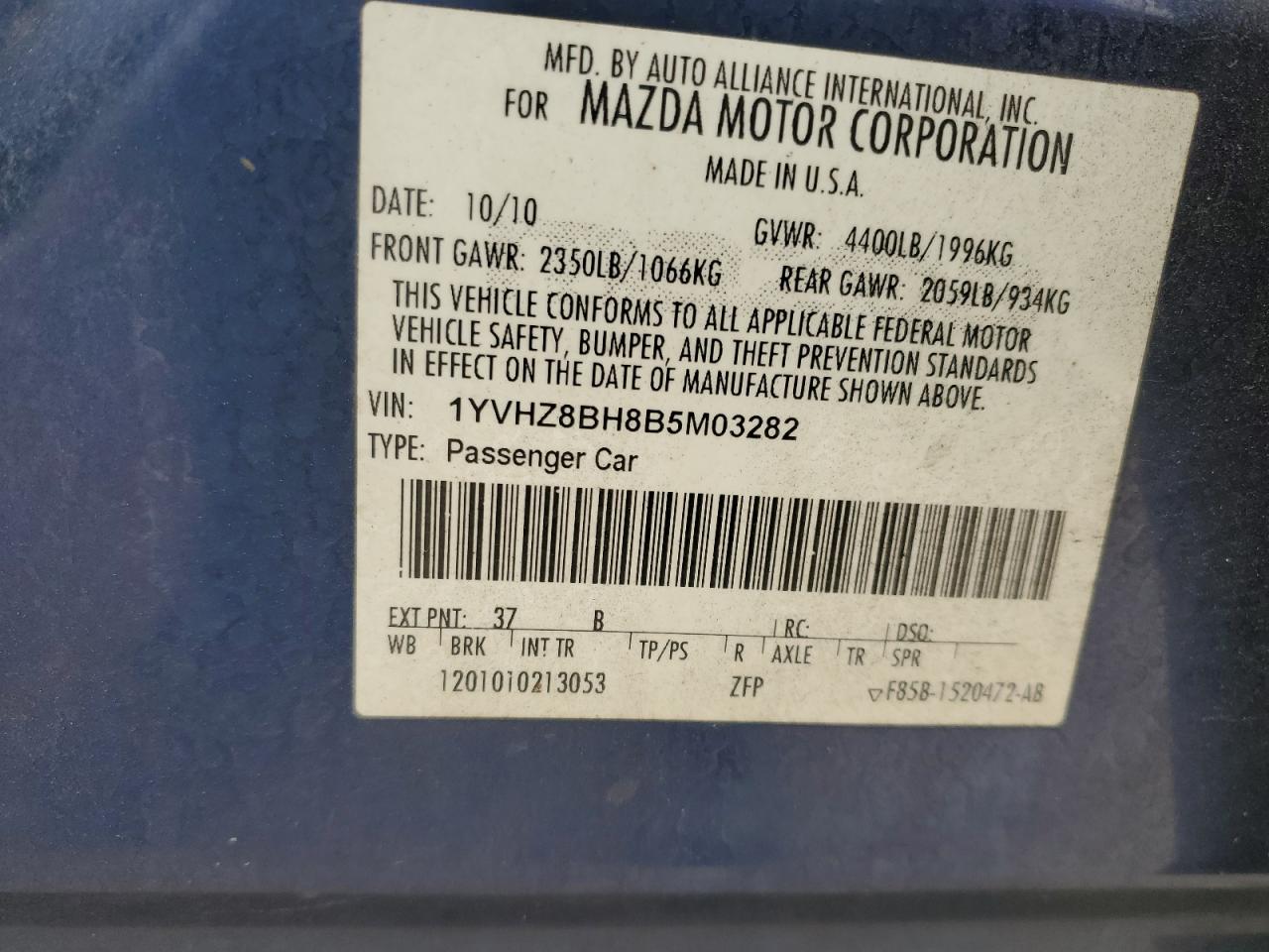 2011 Mazda 6 VIN 1YVHZ8BH8B5M03282 Copart auction photo, front end / minor dent/scratches damage thumbnail 14