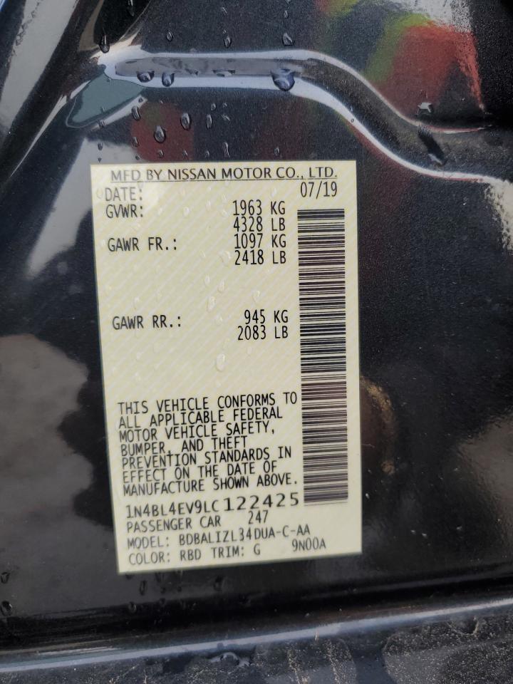 2020 Nissan Altima VIN 1N4BL4EV9LC122425 Copart auction photo, water/flood / side damage thumbnail 14