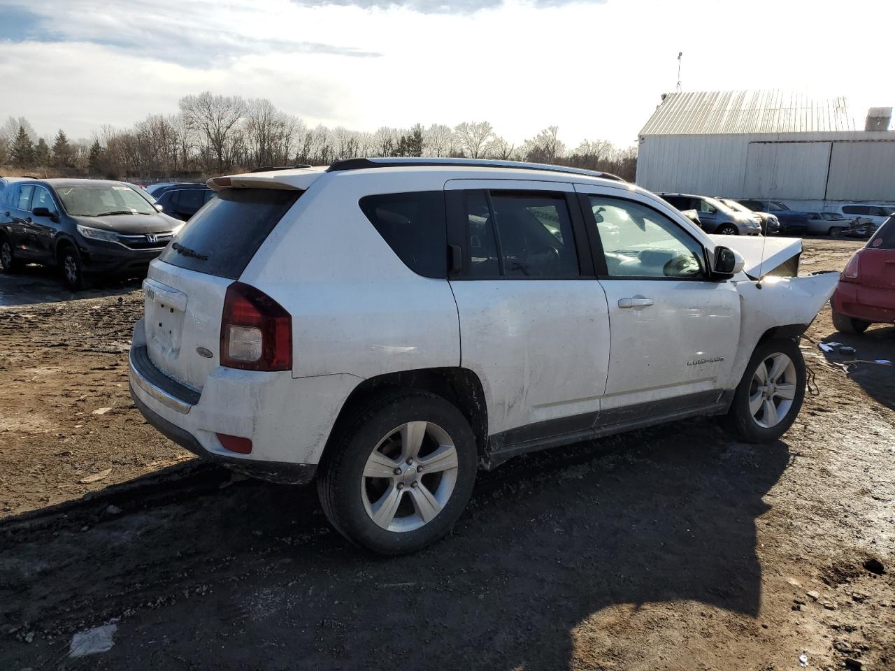 2015 Jeep Compass VIN 1C4NJDEB7FD109996 Copart auction photo, front end / side damage thumbnail 3