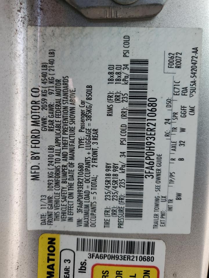 2014 Ford Fusion VIN 3FA6P0H93ER210680 Copart auction photo, all over damage thumbnail 15