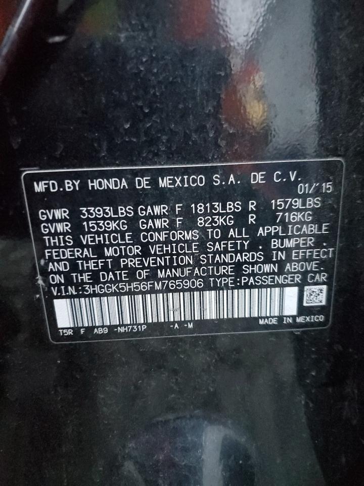 2015 Honda Fit VIN 3HGGK5H56FM765906 Copart auction photo, rear end / side damage thumbnail 12