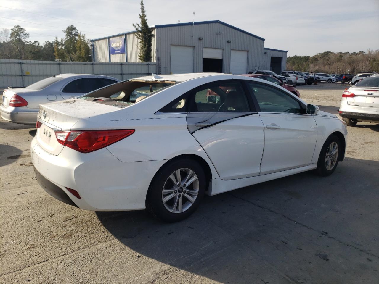 2014 Hyundai Sonata VIN 5NPEB4AC5EH886987 Copart auction photo, top/roof damage thumbnail 3