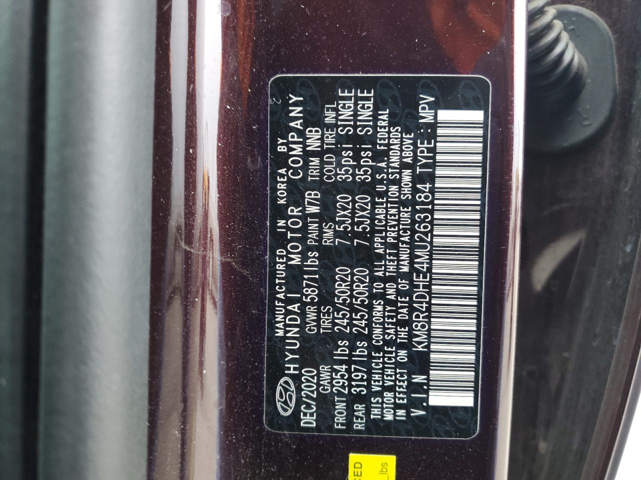 2021 Hyundai Palisade VIN KM8R4DHE4MU263184 Copart auction photo, front end / undercarriage damage thumbnail 13