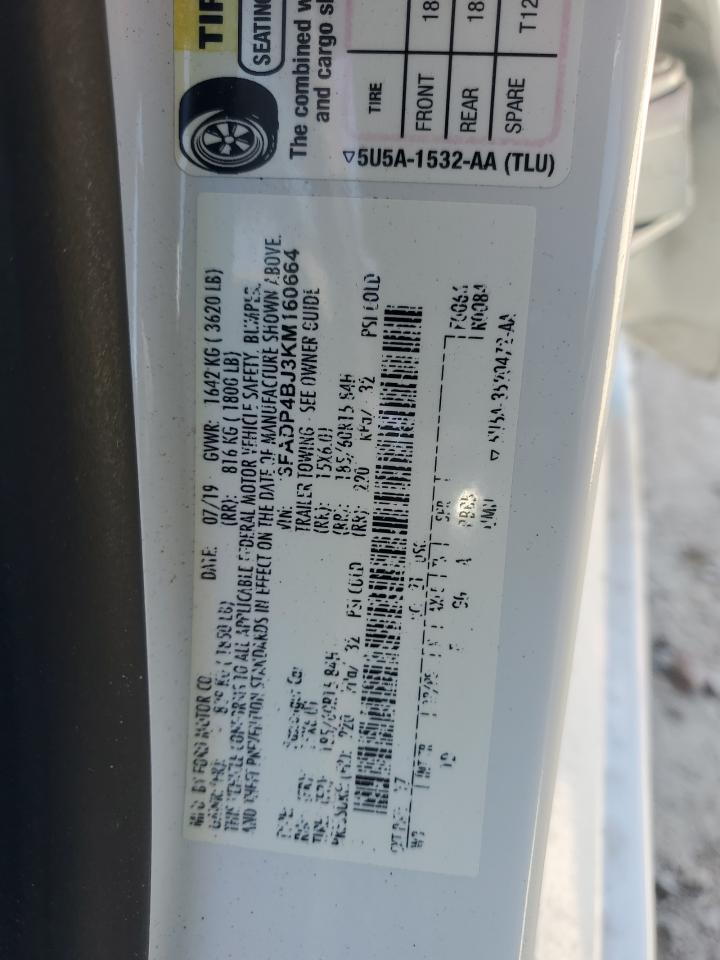 2019 Ford Fiesta VIN 3FADP4BJ3KM160664 Copart auction photo, side damage thumbnail 12