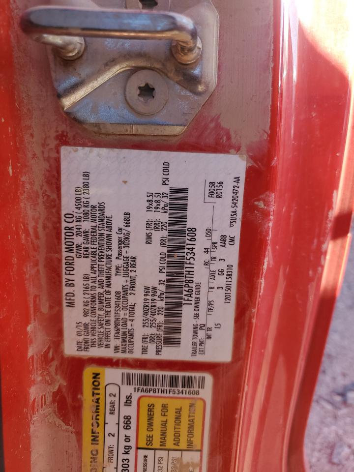 2015 Ford Mustang VIN 1FA6P8TH1F5341608 Copart auction photo, water/flood damage thumbnail 12