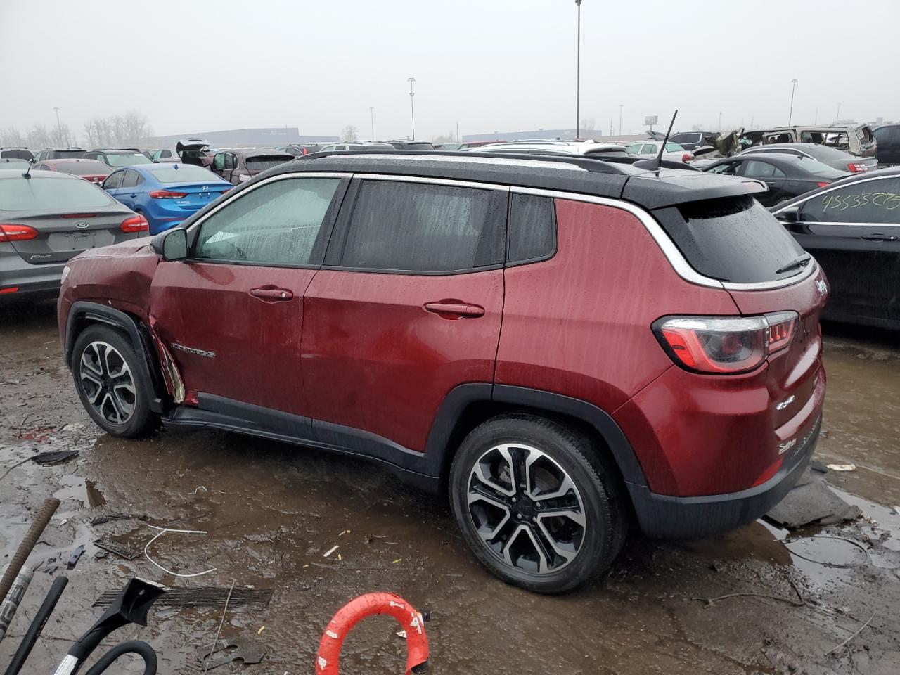 2022 Jeep Compass VIN 3C4NJDCB7NT185780 Copart auction photo, front end / side damage thumbnail 2
