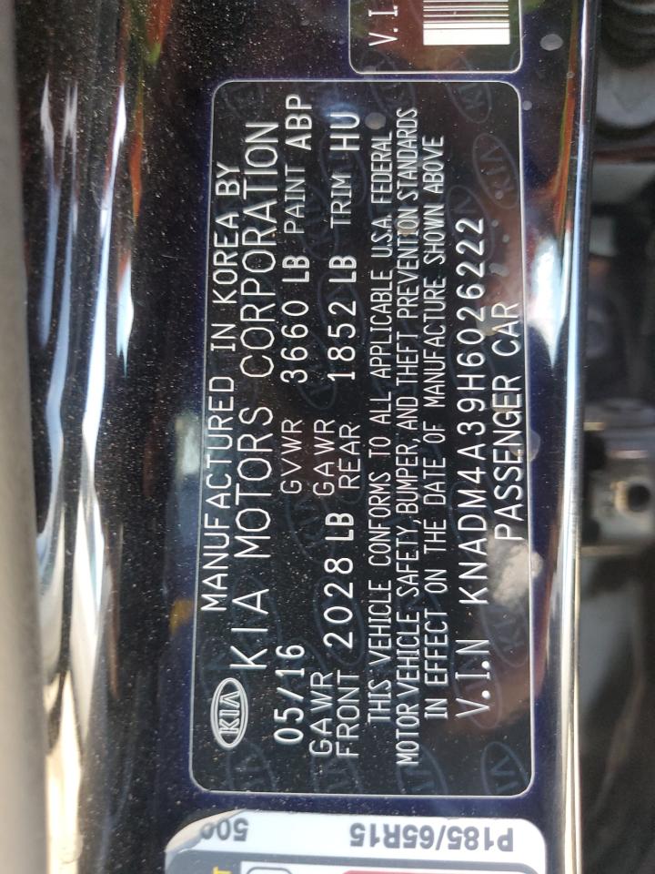 2017 KIA Rio VIN KNADM4A39H6026222 Copart auction photo, front end damage thumbnail 12