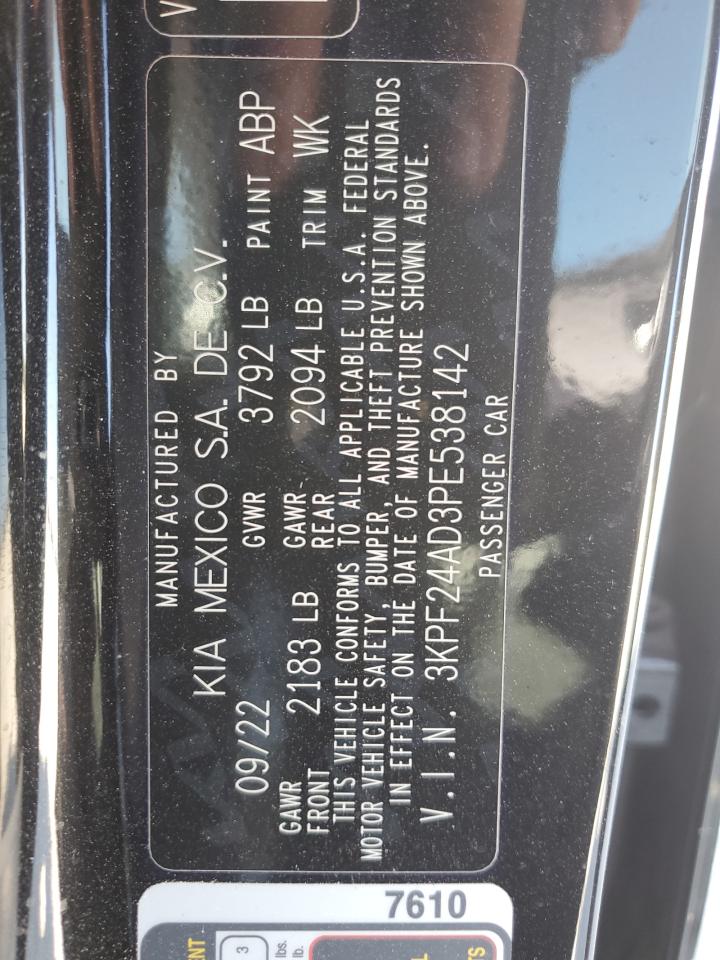 2023 KIA Forte VIN 3KPF24AD3PE538142 Copart auction photo, rear end damage thumbnail 14