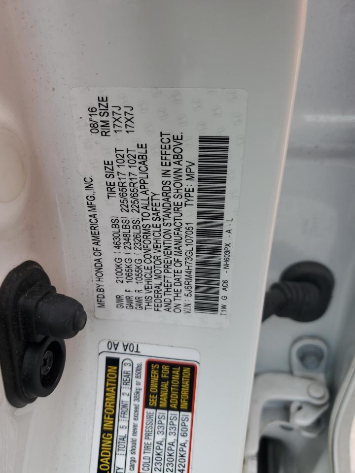 2016 Honda CR-V VIN 5J6RM4H73GL107051 Copart auction photo, front end / minor dent/scratches damage thumbnail 15