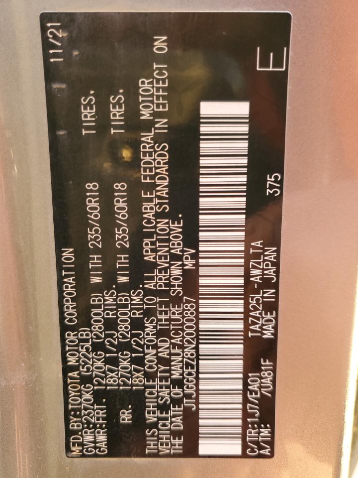 2022 Lexus NX VIN JTJGGCEZ8N2000887 Copart auction photo, all over damage thumbnail 13