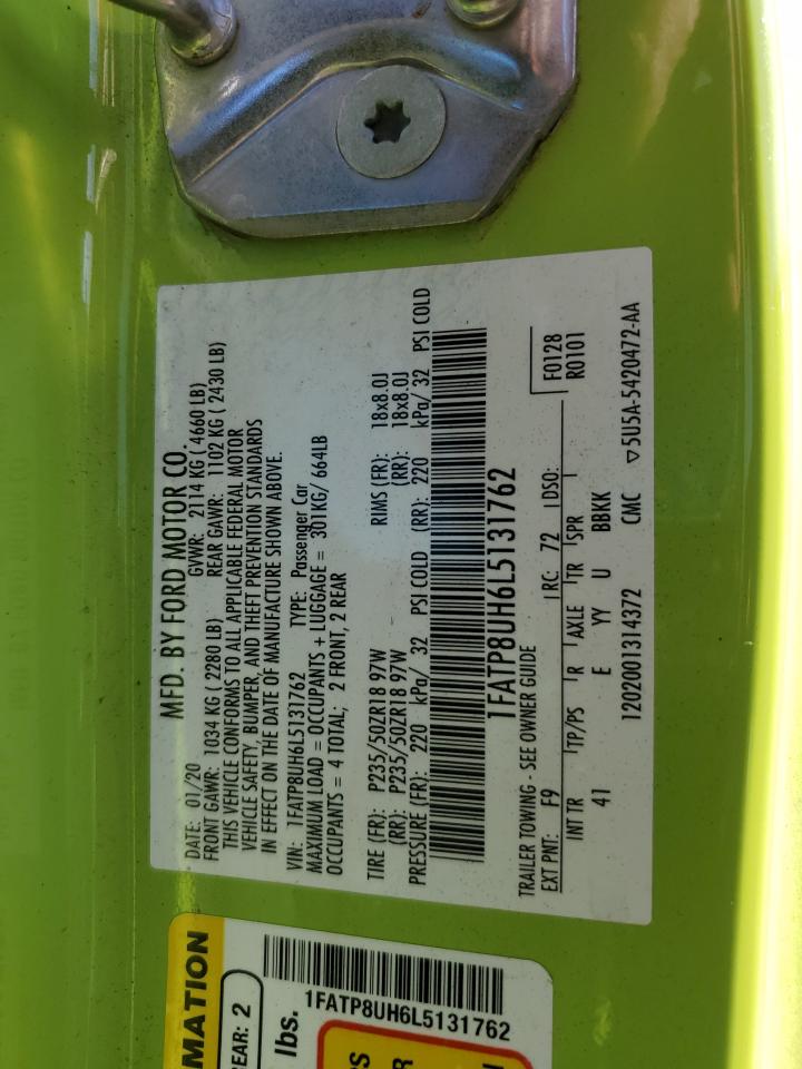 2020 Ford Mustang VIN 1FATP8UH6L5131762 Copart auction photo, front end damage thumbnail 14