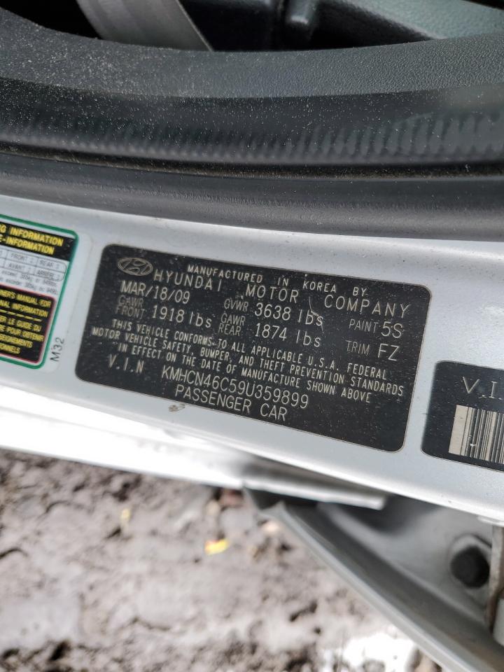 2009 Hyundai Accent VIN KMHCN46C59U359899 Copart auction photo, front end / side damage thumbnail 15