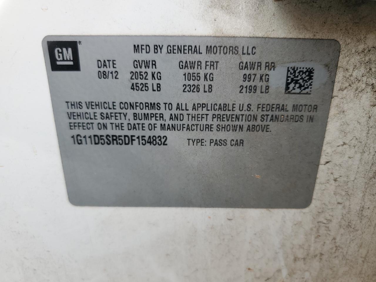 2013 Chevrolet Malibu VIN 1G11D5SR5DF154832 Copart auction photo, front end damage thumbnail 12
