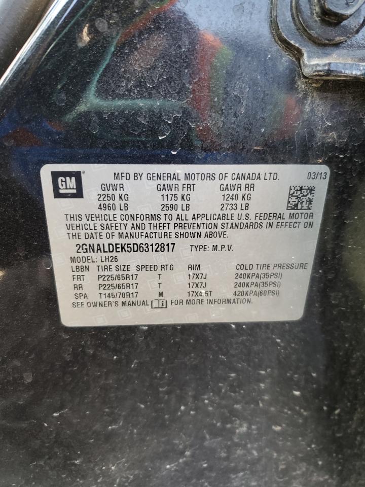 2013 Chevrolet Equinox VIN 2GNALDEK5D6312817 Copart auction photo, minor dent/scratches damage thumbnail 13