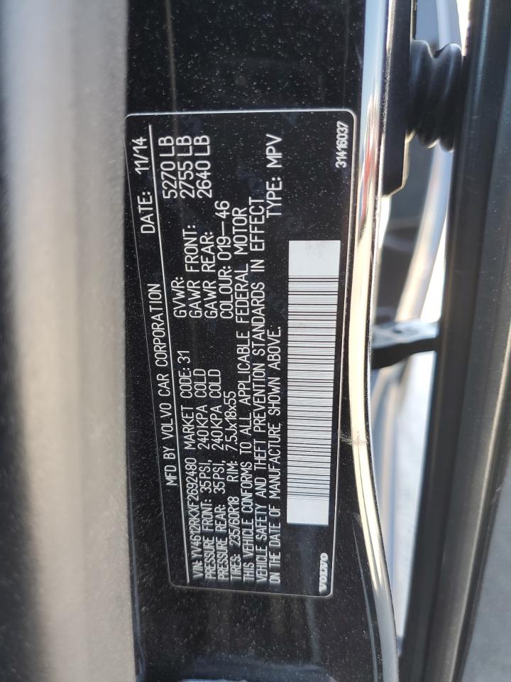 2015 Volvo XC60 VIN YV4612RKXF2692480 Copart auction photo, front end / rear end damage thumbnail 15