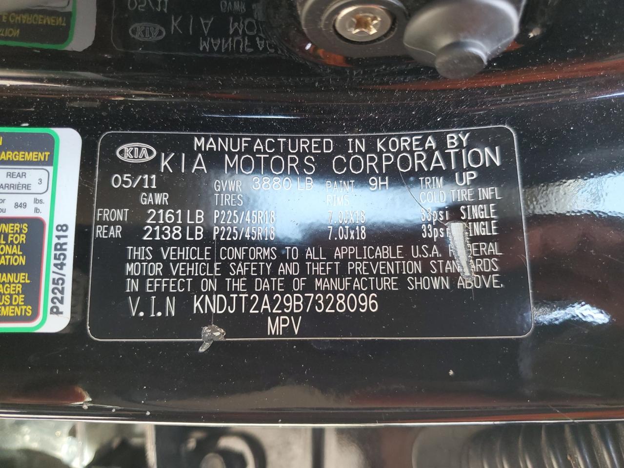 2011 KIA Soul VIN KNDJT2A29B7328096 Copart auction photo, front end damage thumbnail 12