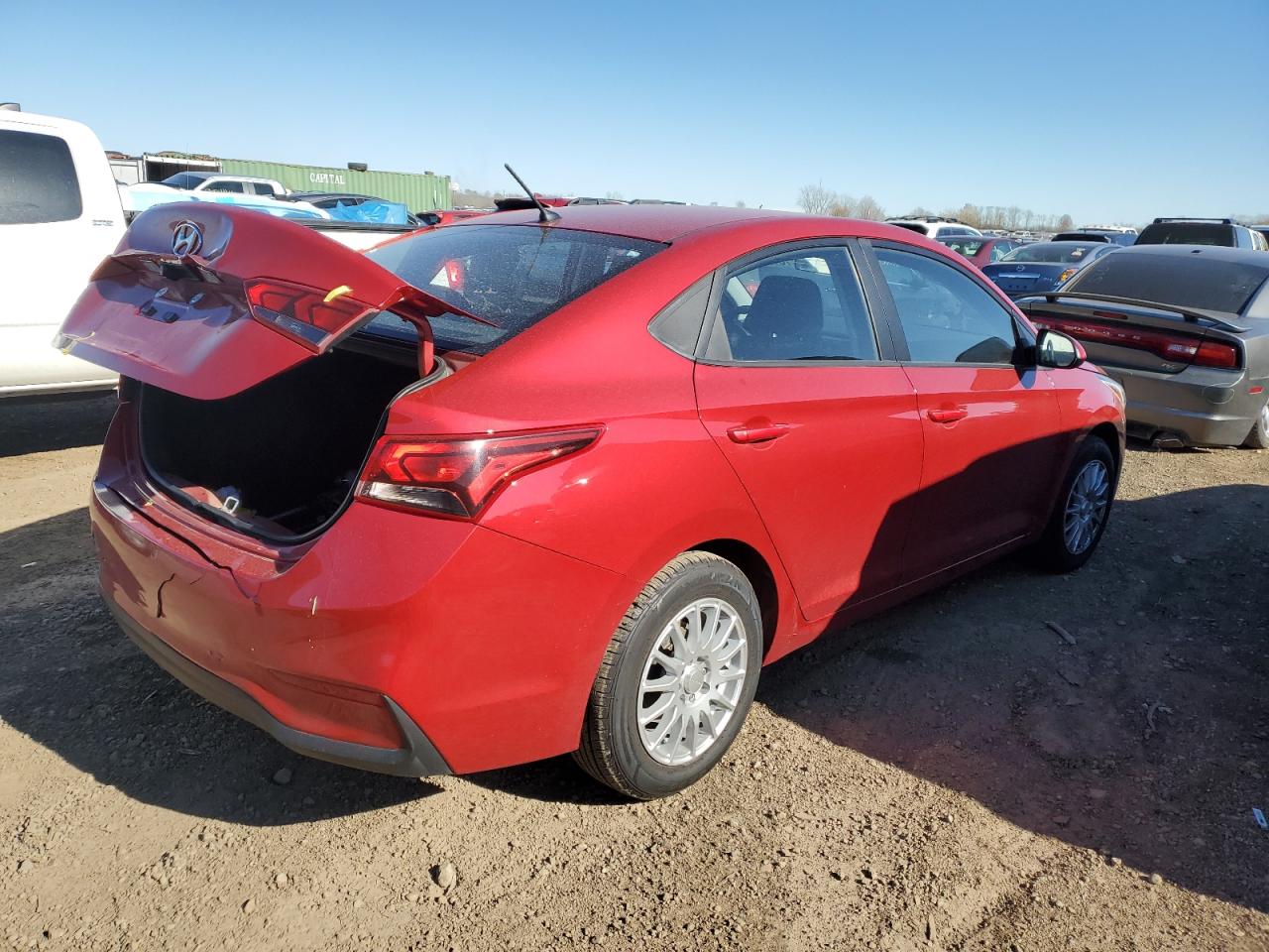 2019 Hyundai Accent VIN 3KPC24A39KE076396 Copart auction photo, rear end / front end damage thumbnail 3
