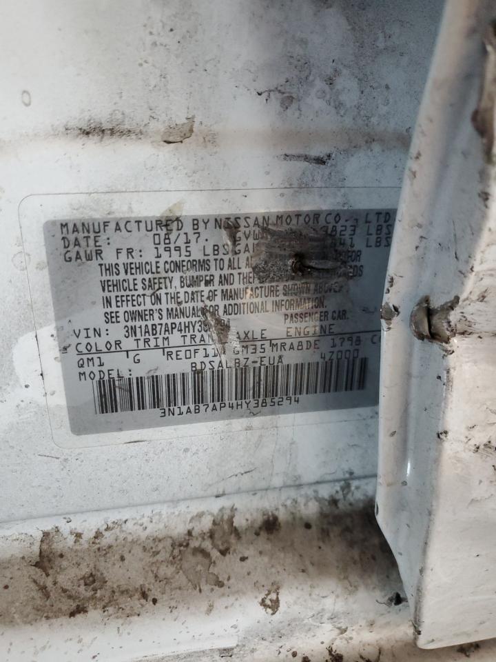 2017 Nissan Sentra VIN 3N1AB7AP4HY385294 Copart auction photo, side / front end damage thumbnail 12
