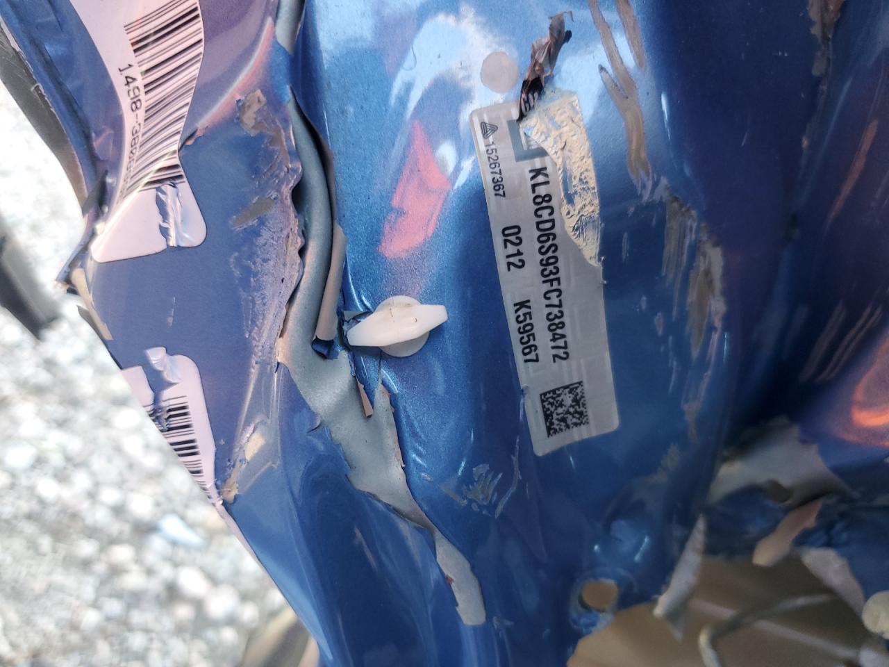 2015 Chevrolet Spark VIN KL8CD6S93FC738472 Copart auction photo, side / rear end damage thumbnail 14