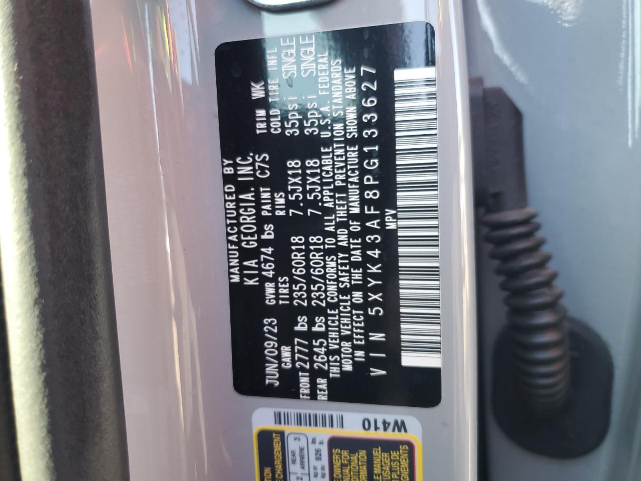 2023 KIA Sportage VIN 5XYK43AF8PG133627 Copart auction photo, front end damage thumbnail 14