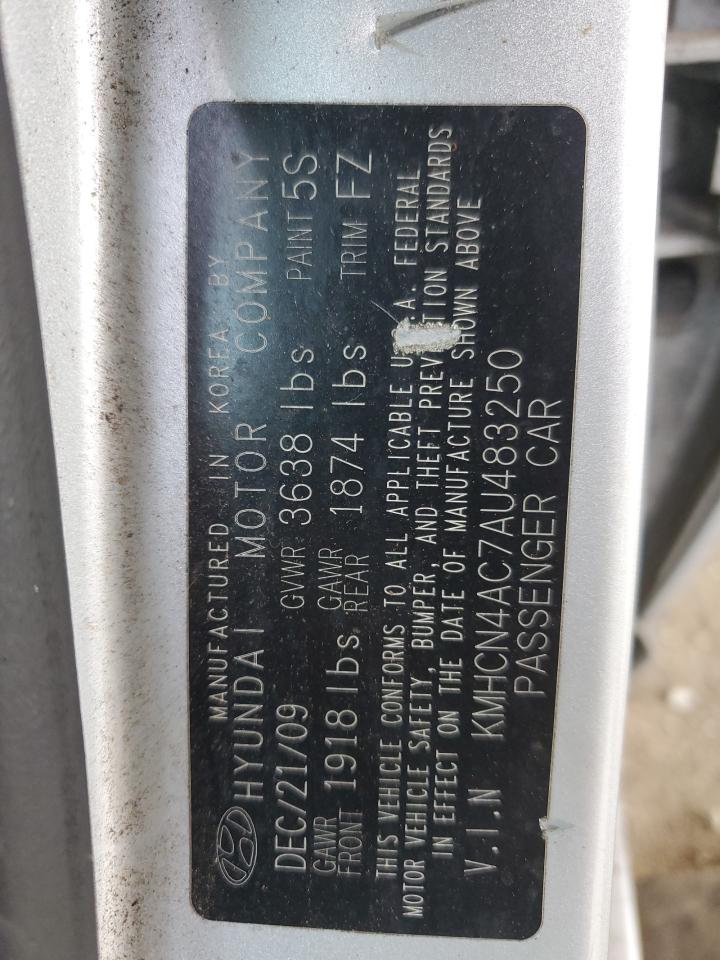 2010 Hyundai Accent VIN KMHCN4AC7AU483250 Copart auction photo, front end / side damage thumbnail 14