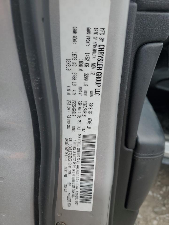 2013 Jeep Grand Cherokee VIN 1C4RJFAG8DC615144 Copart auction photo, rear end / undercarriage damage thumbnail 14