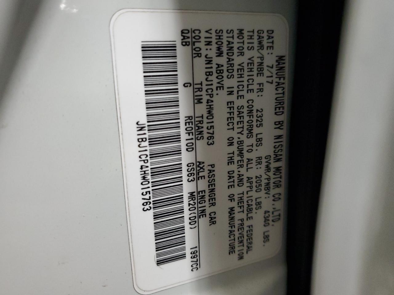2017 Nissan Rogue VIN JN1BJ1CP4HW015763 Copart auction photo, front end / side damage thumbnail 13
