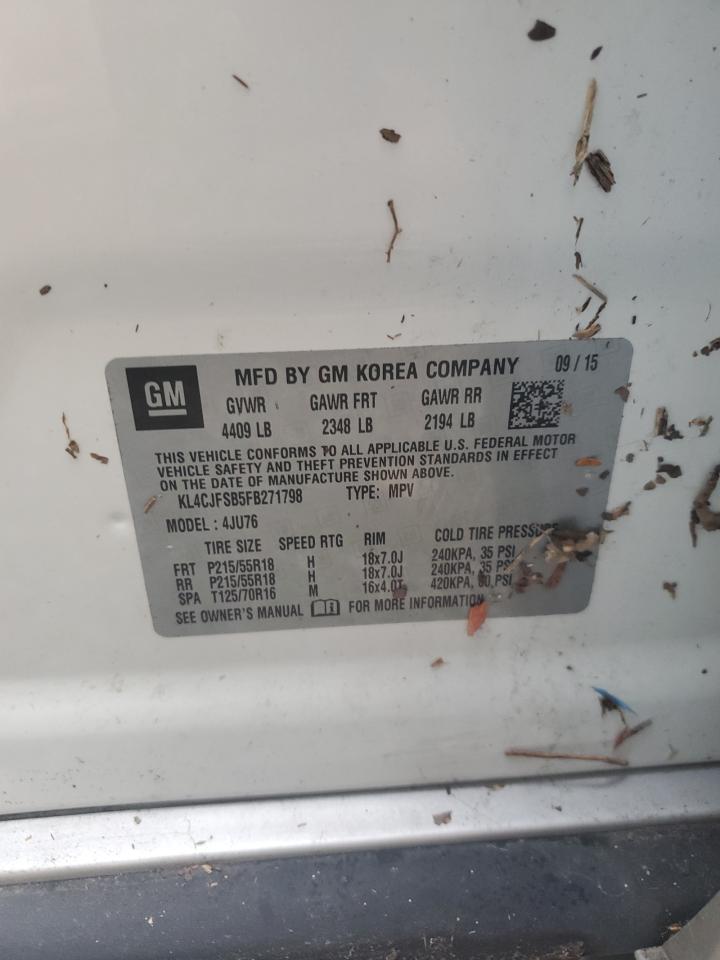 2015 Buick Encore VIN KL4CJFSB5FB271798 Copart auction photo, water/flood damage thumbnail 14