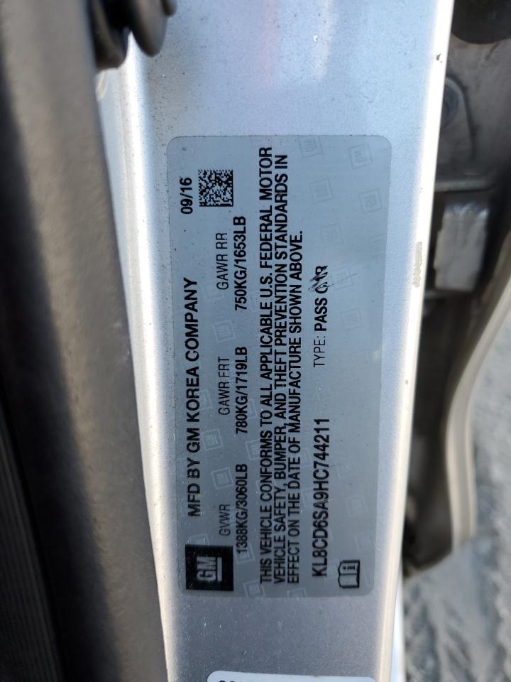 2017 Chevrolet Spark VIN KL8CD6SA9HC744211 Copart auction photo, side / front end damage thumbnail 12