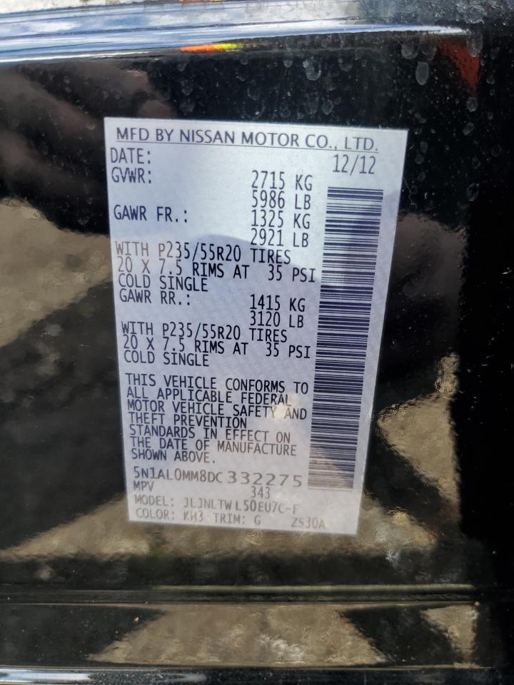 2013 Infiniti JX VIN 5N1AL0MM8DC332275 Copart auction photo, front end damage thumbnail 14