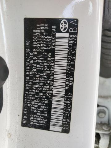 2019 Toyota Corolla VIN 5YFBURHE9KP889651 Copart auction photo, side damage thumbnail 12