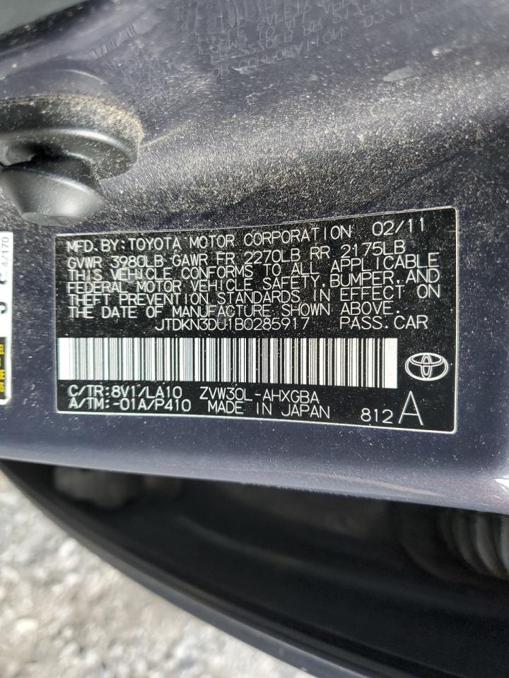 2011 Toyota Prius VIN JTDKN3DU1B0285917 Copart auction photo, mechanical damage thumbnail 13
