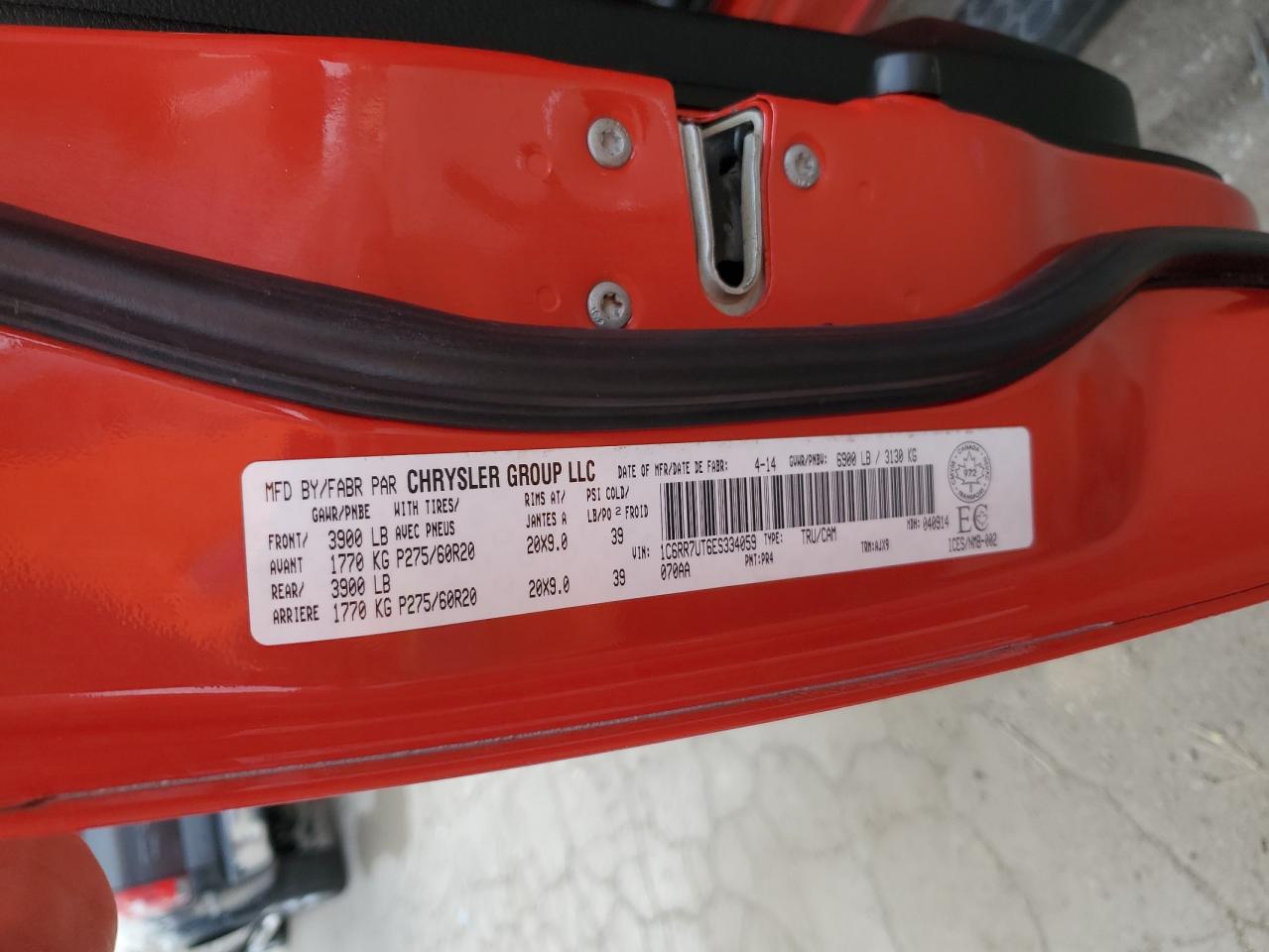 2014 RAM 1500 VIN 1C6RR7UT6ES334059 Copart auction photo, undercarriage damage thumbnail 12