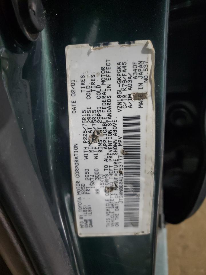 2001 Toyota 4Runner VIN JT3HN86R419053777 Copart auction photo, front end / minor dent/scratches damage thumbnail 13