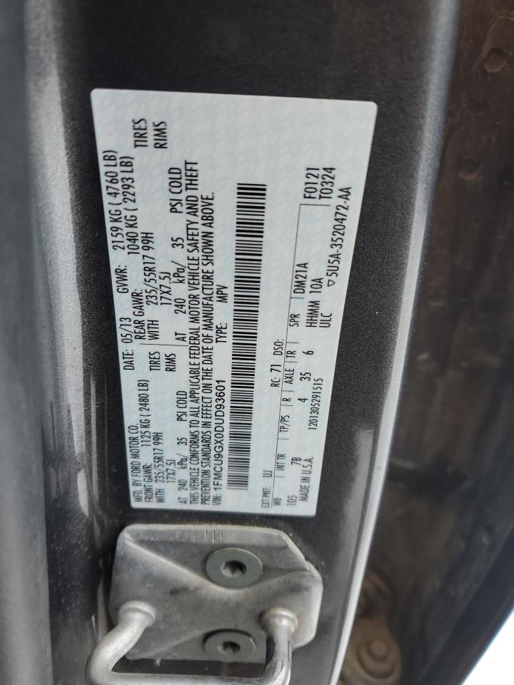 2013 Ford Escape VIN 1FMCU9GX0DUD93601 Copart auction photo, front end / minor dent/scratches damage thumbnail 13