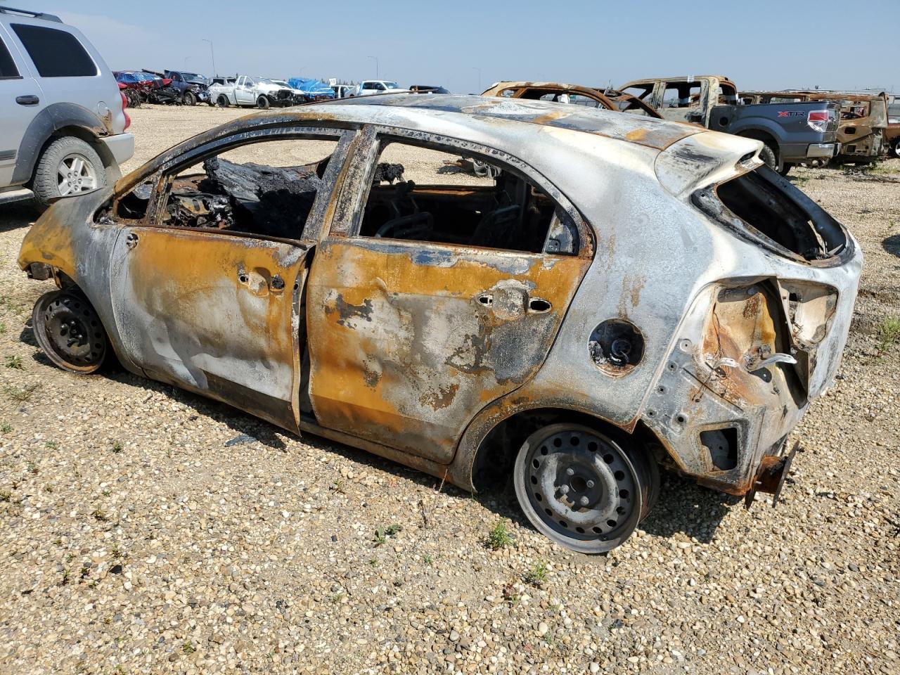 2014 KIA Rio VIN KNADM5A35E6934300 Copart auction photo, burn - engine / burn - interior damage thumbnail 2
