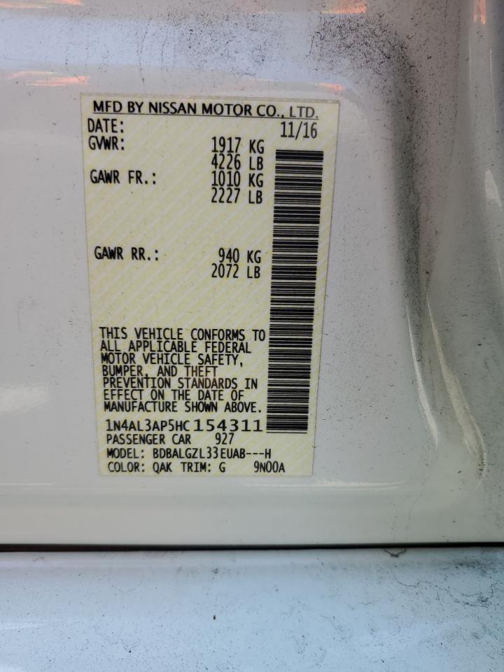 2017 Nissan Altima VIN 1N4AL3AP5HC154311 Copart auction photo, side damage thumbnail 12