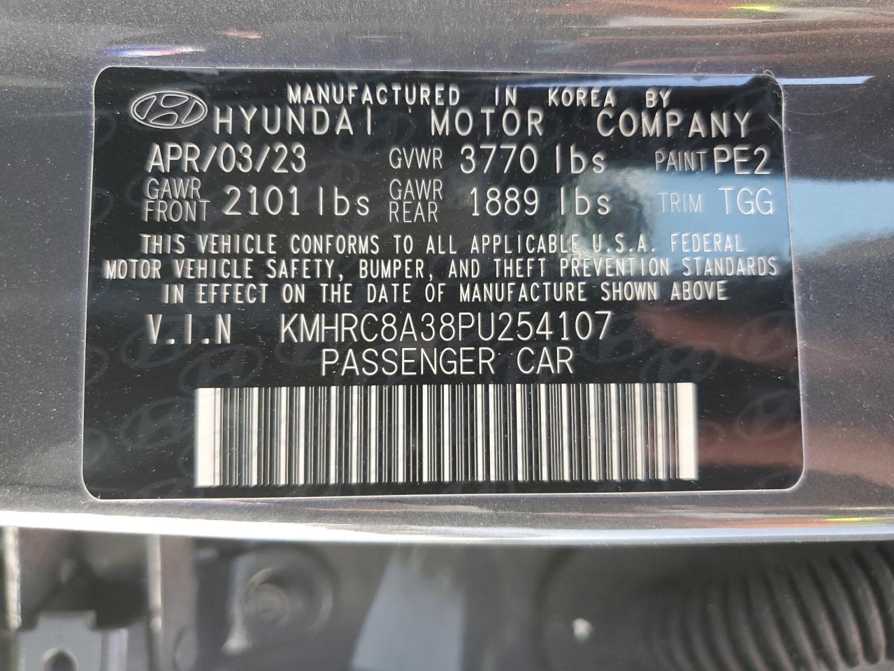 2023 Hyundai Venue VIN KMHRC8A38PU254107 Copart auction photo, front end damage thumbnail 12