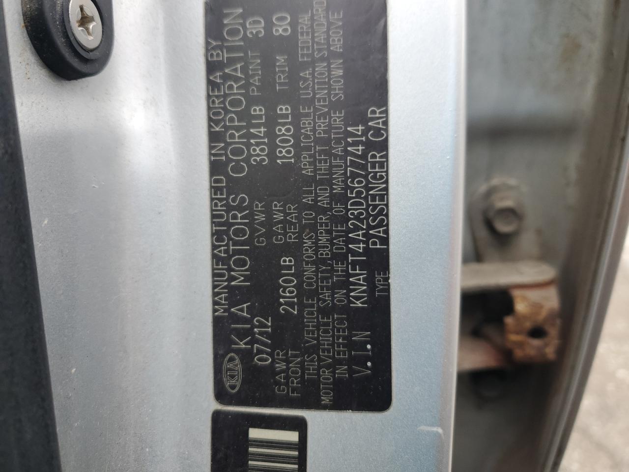 2013 KIA Forte VIN KNAFT4A23D5677414 Copart auction photo, all over damage thumbnail 13