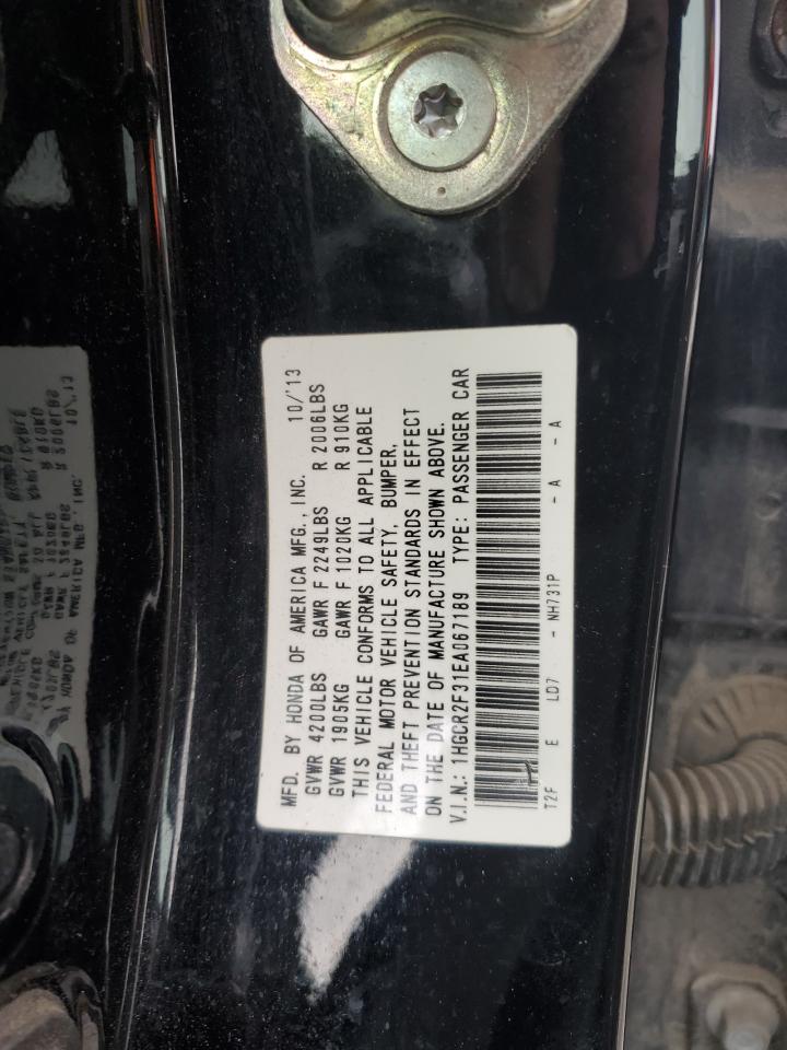 2014 Honda Accord VIN 1HGCR2F31EA067189 Copart auction photo, front end damage thumbnail 13